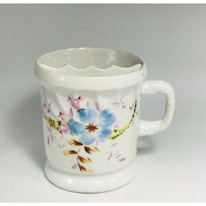 Antique Double Crown Germany Ceramic Mustache Mug Cup Victorian Floral Design